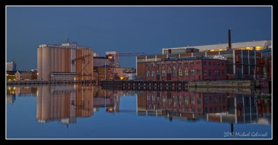 Grain silos and Factories at sunrise, Malmö harbor