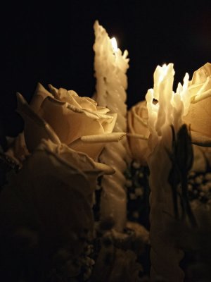 Candles in Flower Arrangement