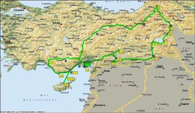 Itinerary in Turkey from our tour - Itinerario en Turquia de nuestro viaje - Itinerari de Turquia del nostre viatge