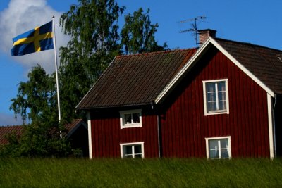 Swedish house with a flag