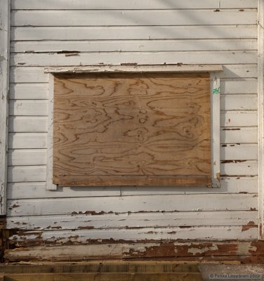 Boarded window