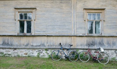 Bikes by windows