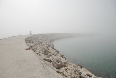 Breakwater in fog