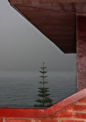 Rainy afternoon. lake Toba