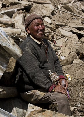Ladakh-flood. Sitting by what was his home.