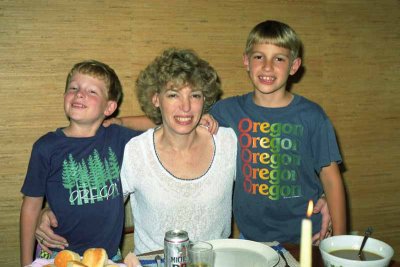 1990 - Ginny, Robert and Richard at Thanksgiving Dinner