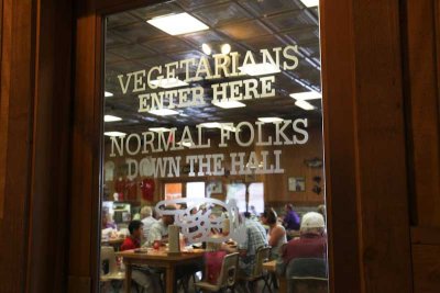 Inside Kreuz barbeque - no vegetarians in sight!