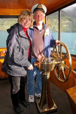 At the helm of the TSS Earnslaw