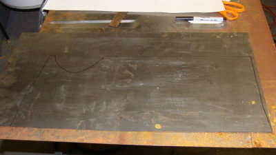 Marking the template outline on the sheet metal