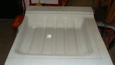 Left rear floor pan before the cut