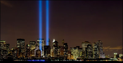 911 Tribute in Light 9-11-08 Panorama #1