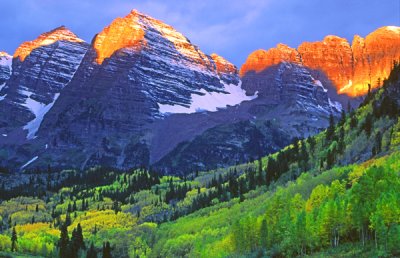 Alpenglow on Maroon Bells, Aspen, CO