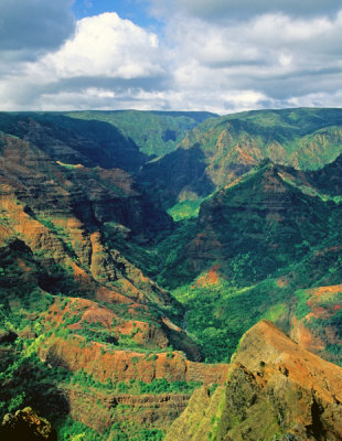 Wiamea Canyon exposes the interior of a shield volcano on the Island of Kauai, HI