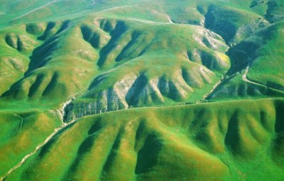 (SG3) Right lateral strike-slip offset on the San Andreas Fault., Carrizo Plain, CA