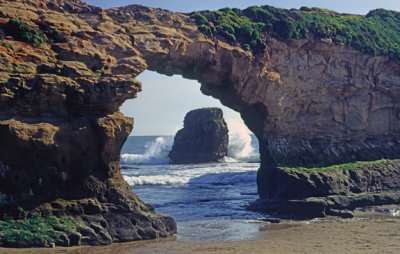 Sea arch and stack, Natural Bridges State Beach, Santa Cruz, CA