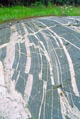 Lit par lit structure in migmatite, White River, Ontario, Canada