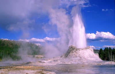 (GW19) Castle geyser erupting, Yellowstone Ntional Park, WY