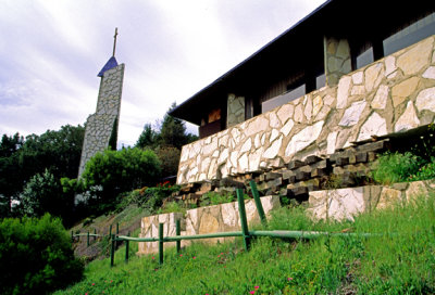 (MW11)Above ground utilities & railroad ties used at Wayfarers Chapel designed by Frank L. Wright, Portuguese Bend landslide, CA