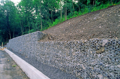 (MW12) Gabion used to support slope near Watertown, NY
