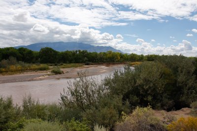 Rio Grande with Sandia Mountains in background
