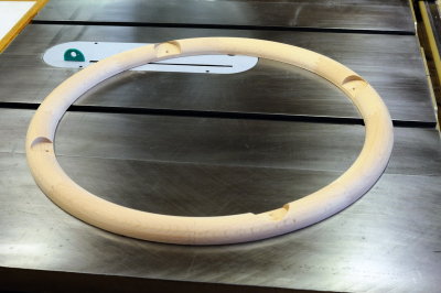 Completed bottom half ring for steering wheel