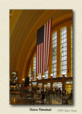 Union Terminal Interior with Flag