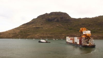 A Matson Barge leaves Kauai ahead of us.