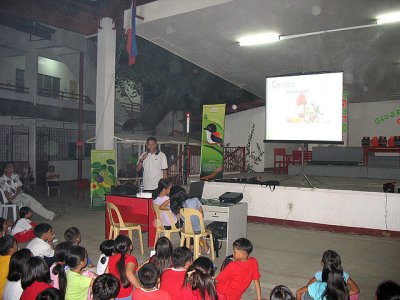 Having fun during a lecture exposing the kids to Philippine birds.
