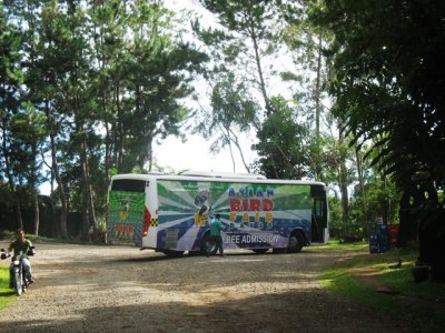 One of the four buses used exclusively by ABF participants