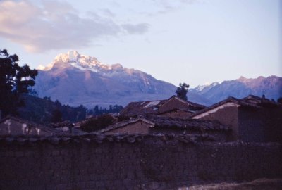 Look up from town at 10,000 to the Cordillera Blanca