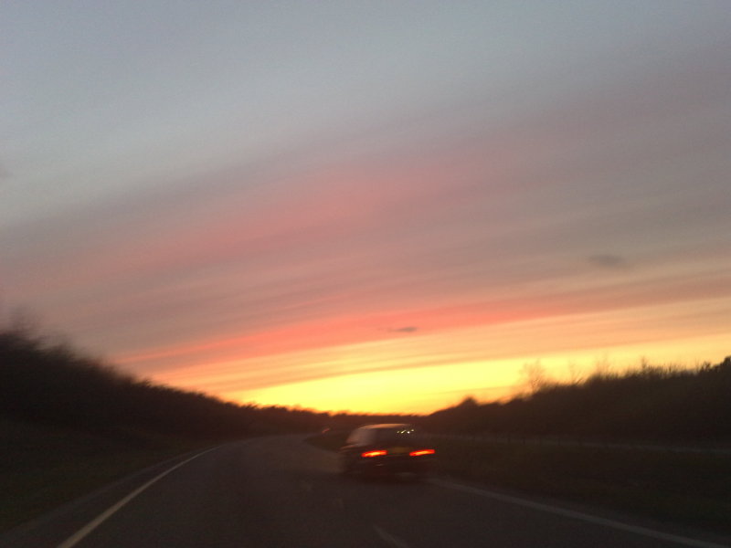 driving into the sunset