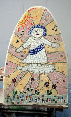 Mosaic for St Lukes in studio