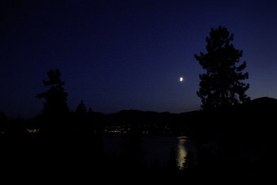 Moon over penticton lake