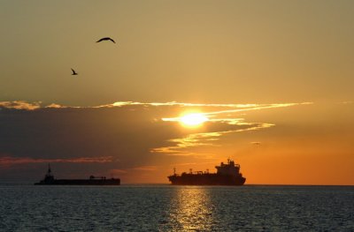 Ships at Sunset