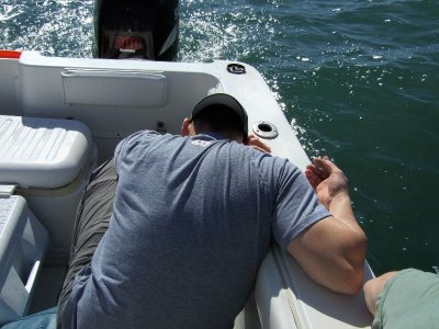 Shawn prepares to chum the water