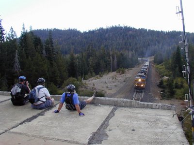 ...and here comes a westbound, climbing up from Truckee.  This photo was taken in 2007.