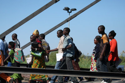 Locals arriving at The Zambian Border