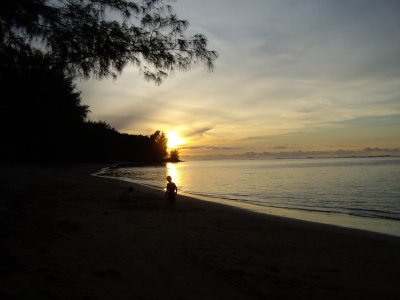 posta de sol a Anini Beach, espectacular els camping que tenen montats allà per 5$ la nit