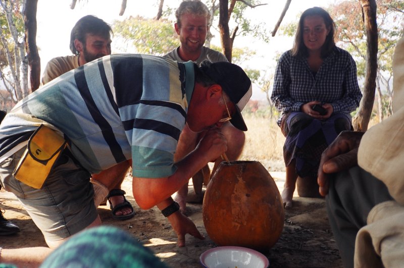Then the guests drink, beginning with the elder muzungu.