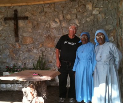Me Mother Lydia, and Sister Benedicta at the Grotto, Mariachitubu