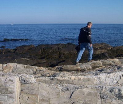 Mike stalking the shore