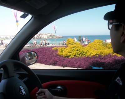 My friend Tae Youn in his car on Bondi Beach