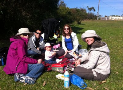 Pam and her family picnicing