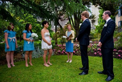 The wedding party at the ceremony