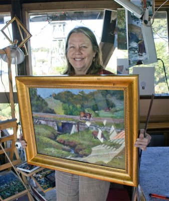 Mendocino artist Suzi Long poses with her pastel