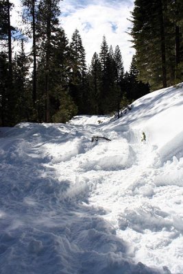 The snow-clogged Brown's Ravine Road, Inskip