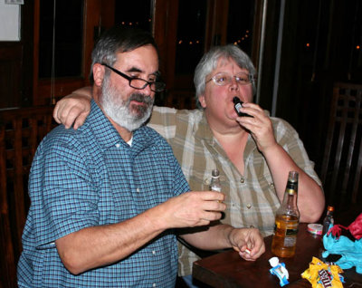 Mike and Elise enjoy the piņata's special candy