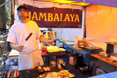 Sausage and shrimp on a stick, New Orleans style