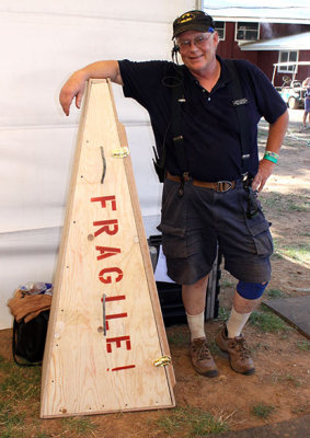 Dave Cowan with his creation, a case for Issa Bagayogo's n’goni (Malian guitar)