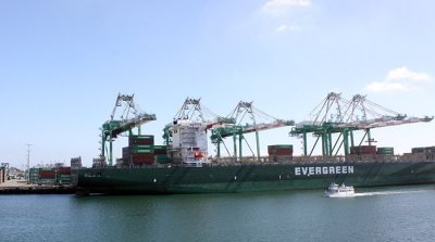 The enormous China Shipping site at the Port of L.A. at San Pedro